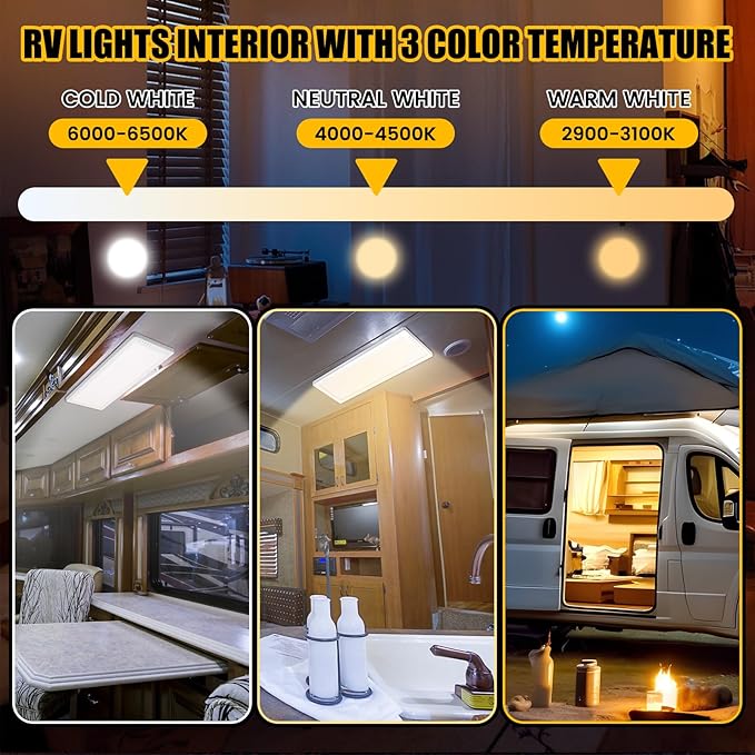 4 Pack RV Ceiling Lights Interior 16.7"x 6.6" 156 LEDs 1200 Lm RV LED Lights - Image 3