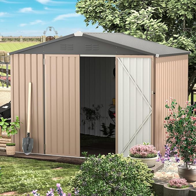 AECOJOY 8' x 6' Metal Storage Shed - Image 3