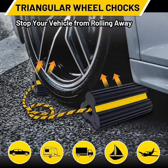 ROBLOCK Heavy Duty Wheel Chocks, Rubber Wheel Block Non-Slip Base - Image 4