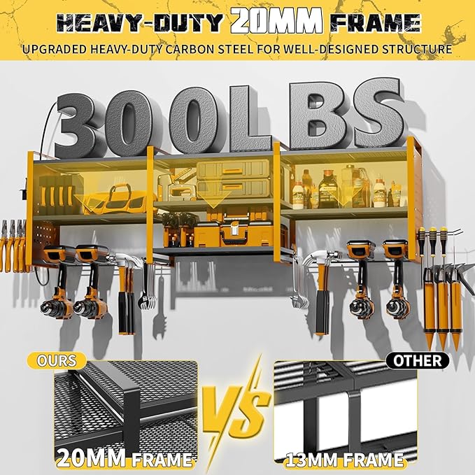 Power Tool Organizer with Charging Station Wall Mount, 3 Layer Expanded Heavy - Image 6