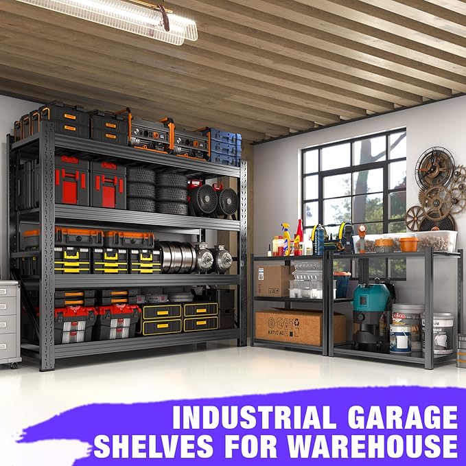 Metal Garage Shelving Heavy Duty, 4-Tier Adjustable Wire Storage Garage Shelves - Image 8
