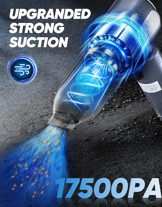 Mini Vacuum Cleaner, Cordless Car Vacuum, 17500PA High Suction, 3 in 1 Handheld - Image 2