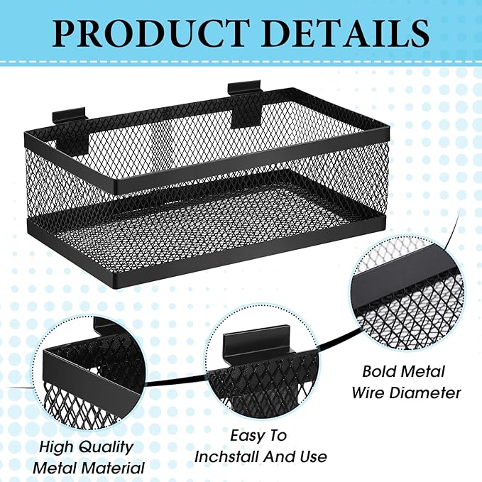 Coume 4 Pcs Black Slatwall Baskets 4 Size Metal Mesh Wire Basket - Image 3