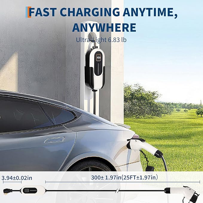 Level 2 EV Charger, 40A 240V Voltage, NEMA 14-50 Plug, 25ft Cable, Adjustable - Image 6