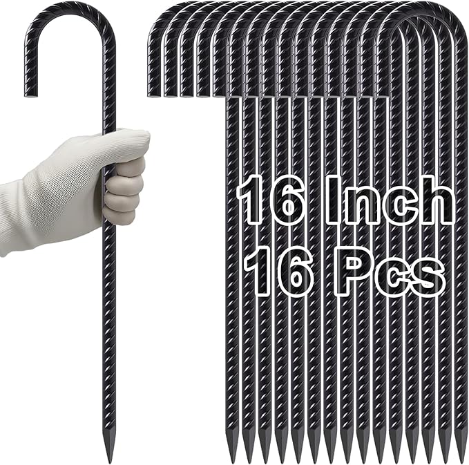 VVOKGO Rebar Stakes 16 Inches J Hook Heavy Duty Chain Link Fence Stakes by VVOKGO