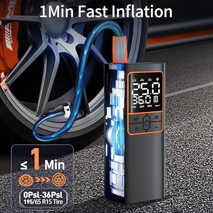 LAMONKE Tire Inflator Portable Air Compressor, 2X Faster Inflation Car Tire - Image 4