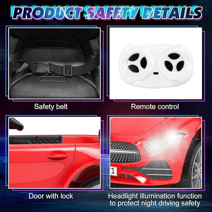 12V Kids Ride On Car with 2.4G Remote Control, Battery Powered Electric Car - Image 4