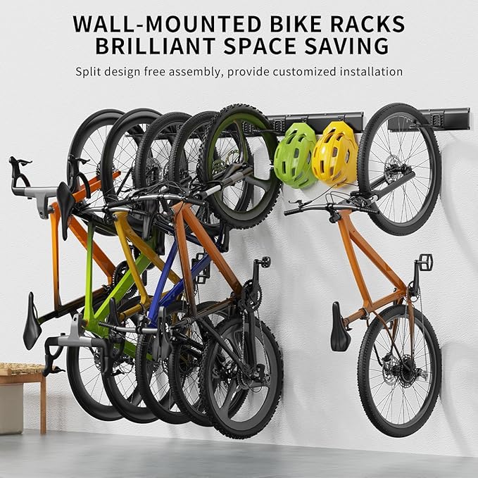 Bike Storage Rack 48Inch for 6 Bikes + 5 Helmets, Heavy Duty Bike Hangers for - Image 7