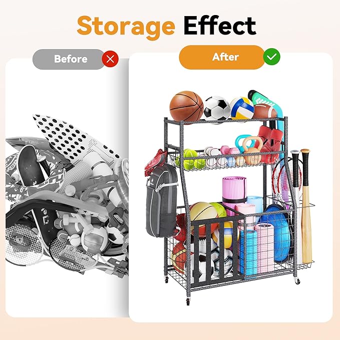 HOMREST Sports Equipment Storage, Ball Storage, Ball Holder, Garage Sports - Image 5