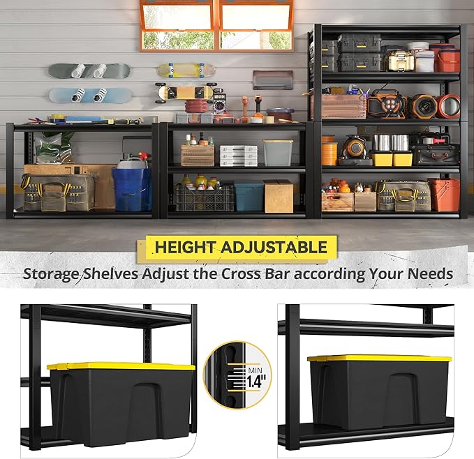REIBII Garage Shelving Heavy Duty Storage Shelves, Extra Large Adjustable - Image 5
