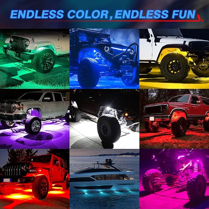 MICTUNING Q1 RGBW Rock Lights, 16 Pods Pure Color Underglow Neon Multicolor - Image 5