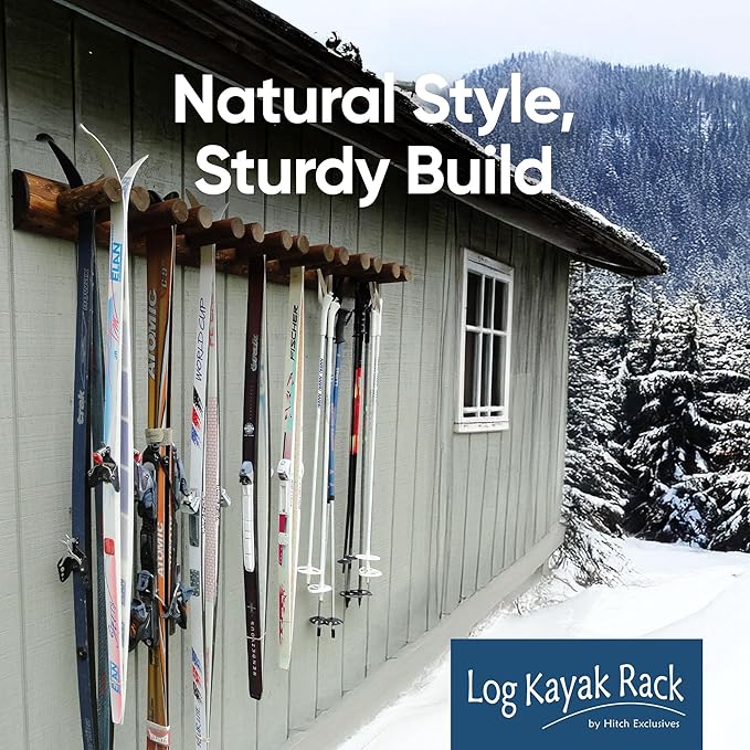 14-Place Log Ski Rack Wall Mount, Indoor Ski Storage Rack - Image 6