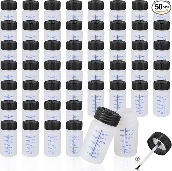 CYEAH 50 Pcs Touch Up Paint Container, 2 oz Paint Touch Up Bottles by CyeahUS
