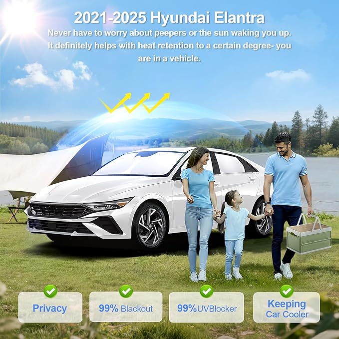 6pcs Car Window Shades for Hyundai Elantra2021-2024 2025 Accessories, - Image 2