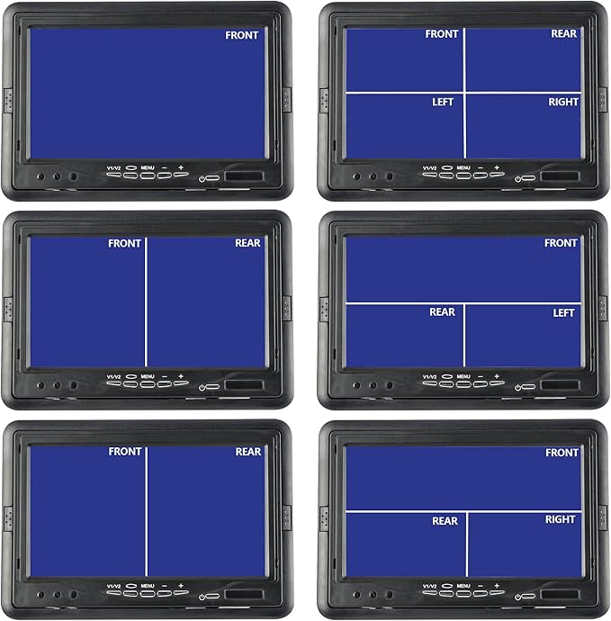 Anina 7 Inch Monitor Quad Split HD Screen 4 Channels RCA Video Inputs - Image 6