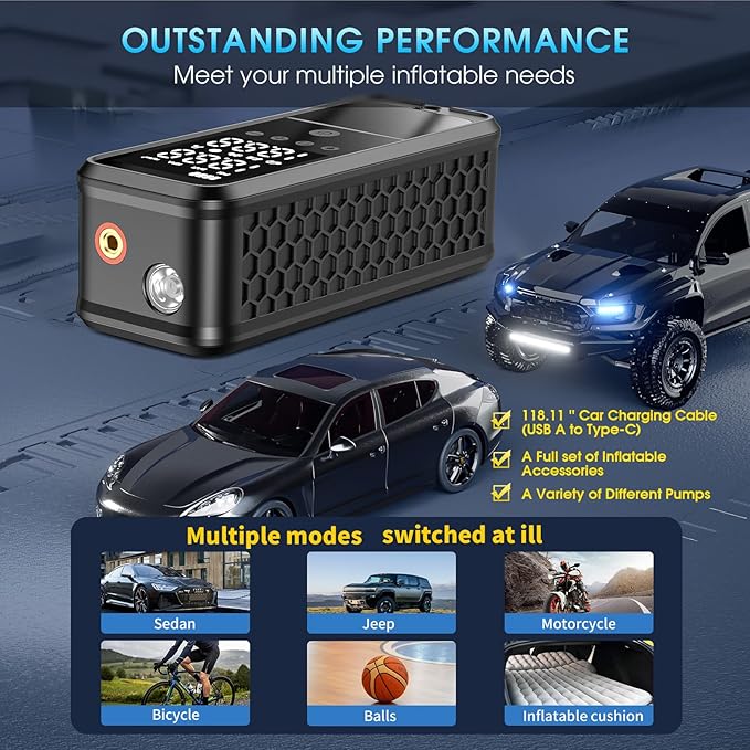 Tire Inflator Portable Air Compressor, 160 PSI Air Pump - Image 6