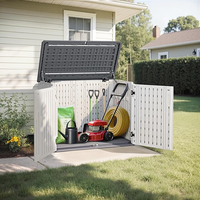 Macrout 25 Cu.Ft Small Plastic Outdoor Storage Cabinet - Image 2