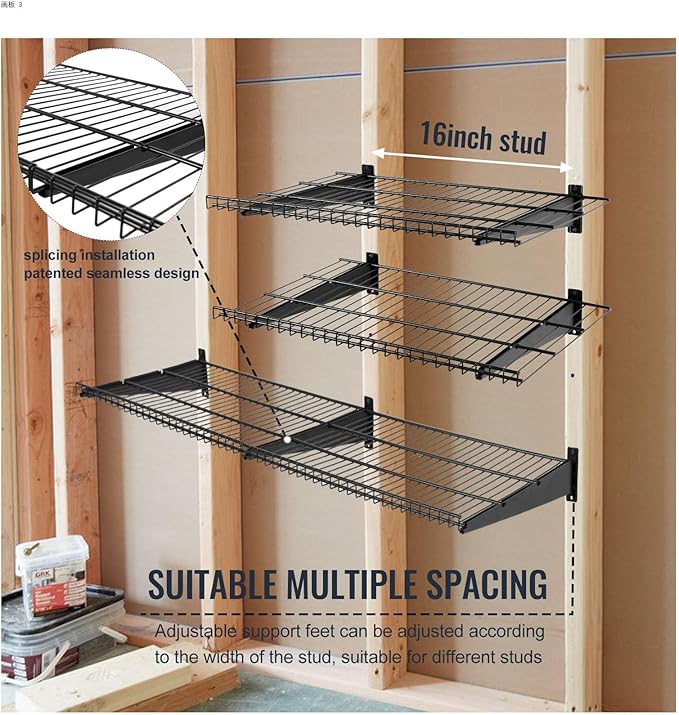 2 Pack Garage Wall Mounted Shelf, 23.6" x 11.4" Heavy Duty Wall Storage Shelves - Image 6