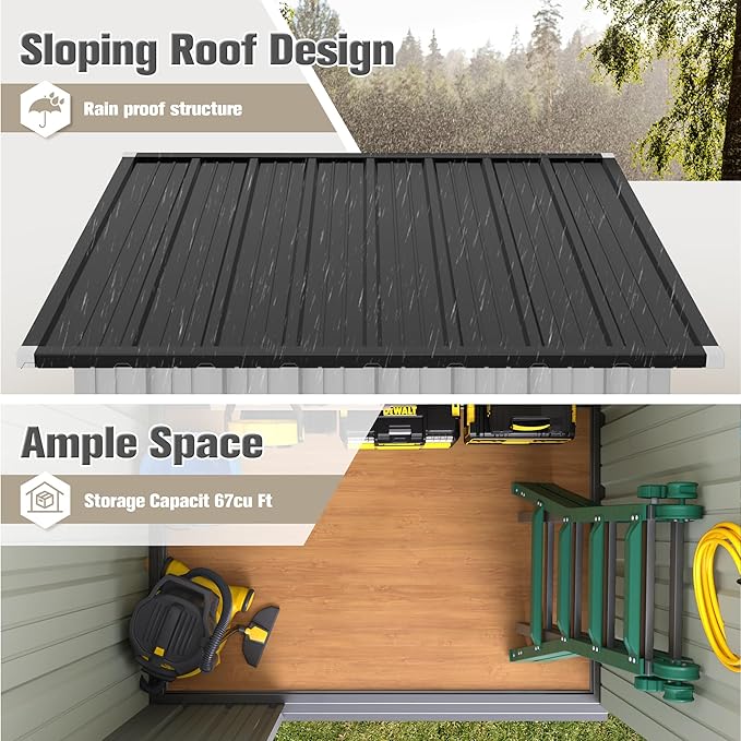 JUMMICO Metal Outdoor Storage Shed 5 x 3 FT Metal Shed - Image 4