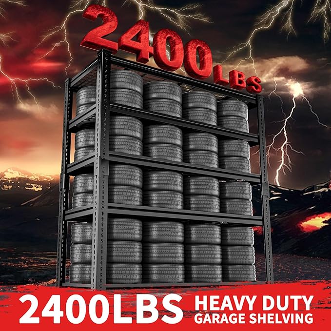 Storage Shelves 2PCS, Garage Shelving Heavy Duty 2400LBS Capacity, 5 Tier - Image 6