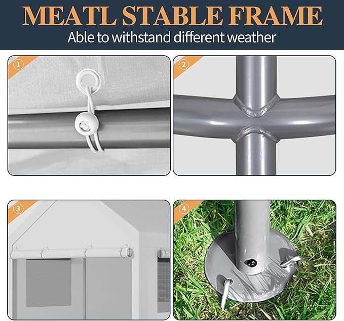 Shintenchi Carport 10' x 20' Heavy Duty Portable Garage, Car Port Canopy - Image 4