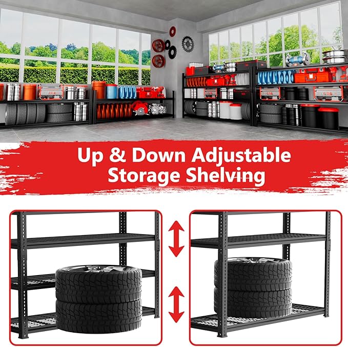 Storage Shelves 3PCS Garage Shelving Heavy Duty 2640LBS Capacity, 4 Tier - Image 6
