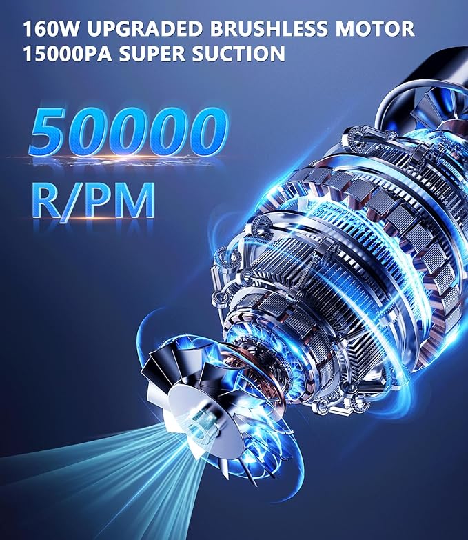 Handheld Car Vacuum Cordless, 18000Pa 160W Car Vacuum Cleaner, 30Min Powerful - Image 3