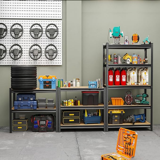 Garage Shelving Unit, 2550Lbs Heavy Duty 5-Tier Metal & Wood Adjustable Storage - Image 2