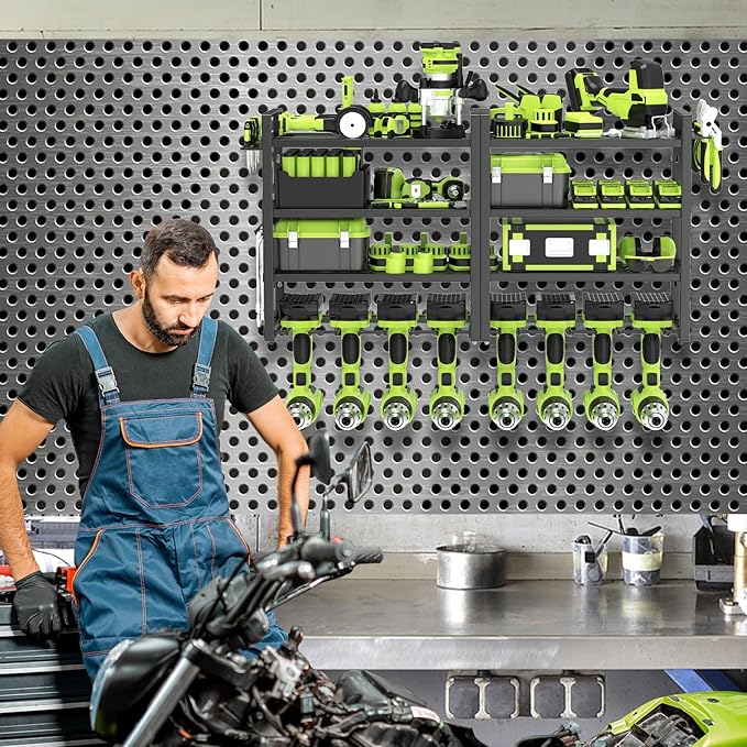 Power Tool Organizer Wall Mount, 4 Layers Capacity Heavy Duty Metal Storage Rack - Image 7