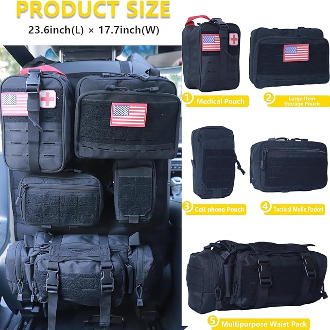 Universal Tactical Seat ​Back Organizer Vehicle Molle Panel Organizer Storage - Image 4