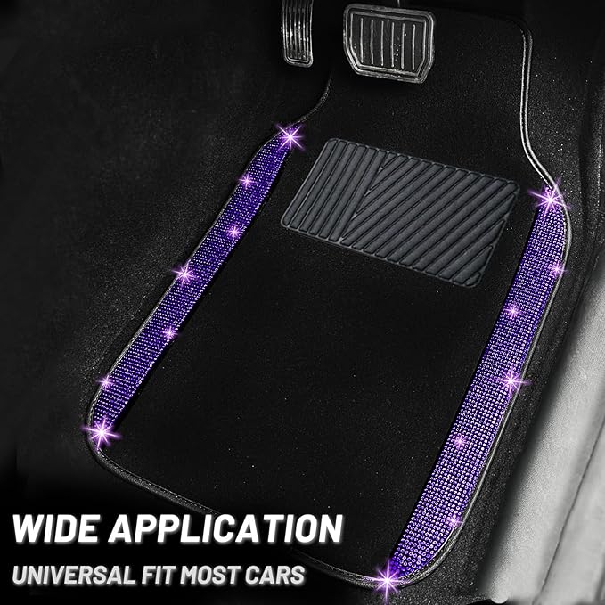 NBTEPEM Purple Violet Bling Car Floor Mats Full Set, Universal Fit Most Cars - Image 2