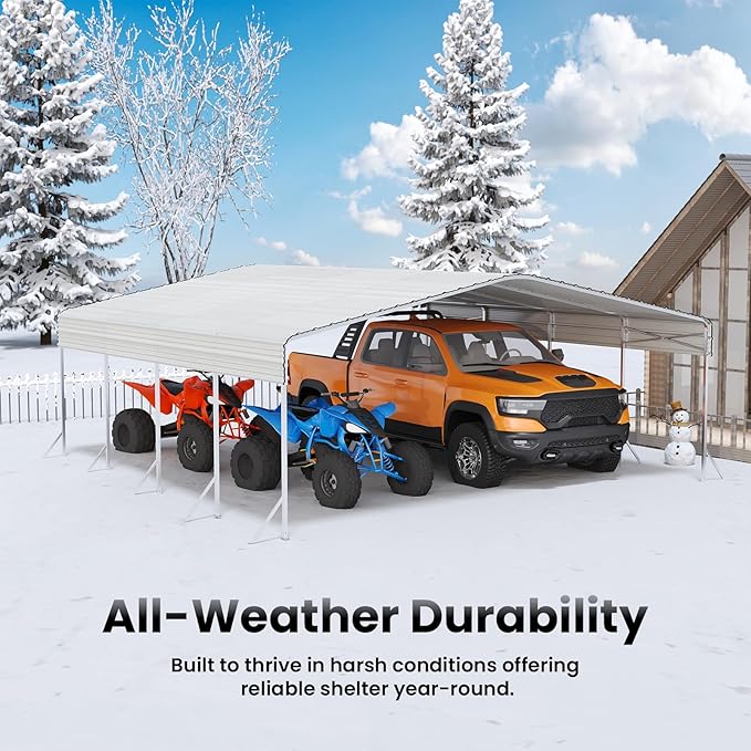 20x20' Heavy Duty Metal Carport – Sturdy Structure, All-Weather Protection - Image 5