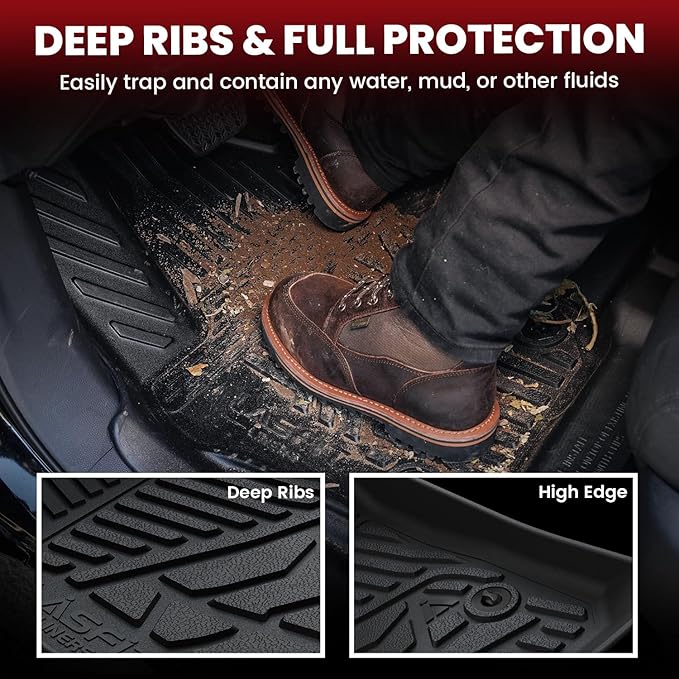 LASFIT Floor Mats for Ford Ranger 2025 2024 SuperCrew Cab All Weather Truck - Image 3