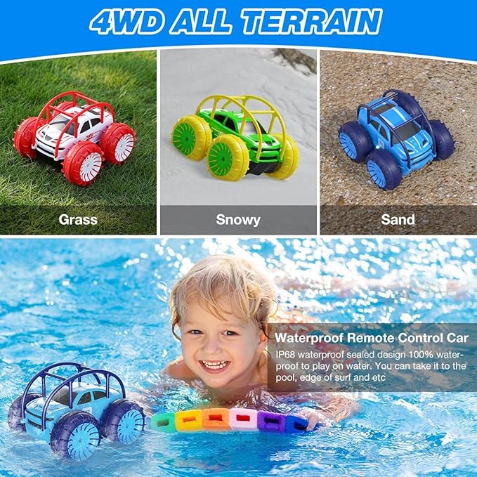 MaxTronic Amphibious Remote Control Car, Rechargeable RC Cars Toy 360° Flips - Image 4