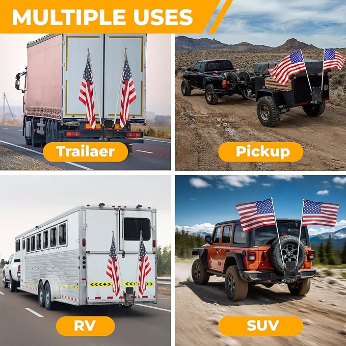 Heavy Duty Dual Hitch Flag Holder - Image 7