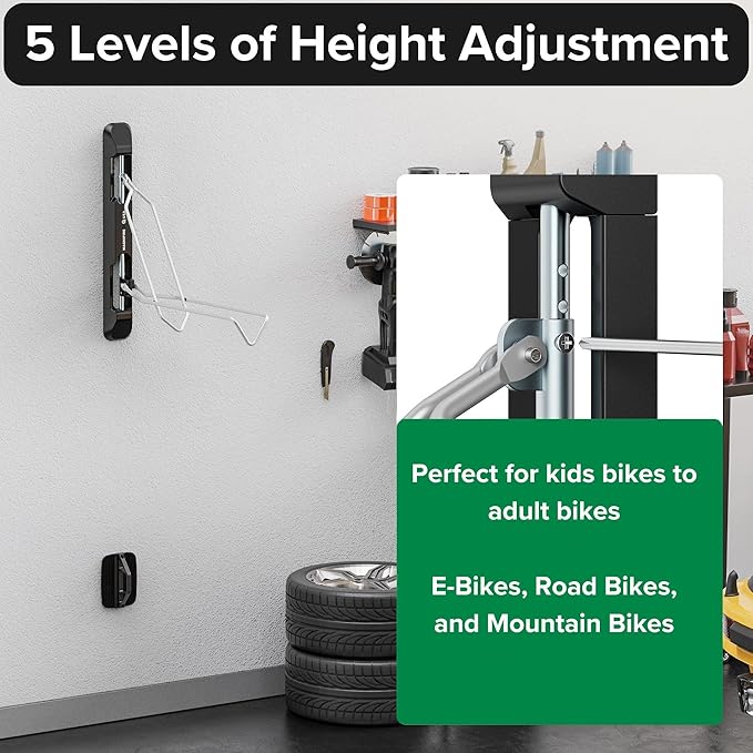 Bicycle Rack for Garage and Indoor Use, Adjustable, Foldable Bike Rack Set of 2 - Image 3