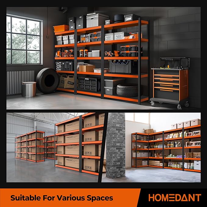 HOMEDANT House 5-Tier Orange-Black 48.1" W x 16.5" D x 71.3" H Laminated Metal - Image 8