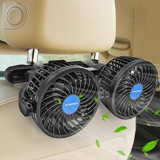 Car Fan for Backseat Auto 12V Electric Cooling Fan Portable Car Seat Headrest by AOWOSA
