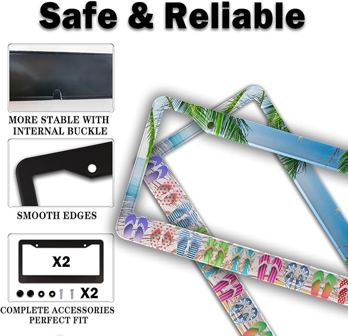 License Plate Frames Multicolor Car License Plate Frame Hawaii Beach Flip Flops - Image 4