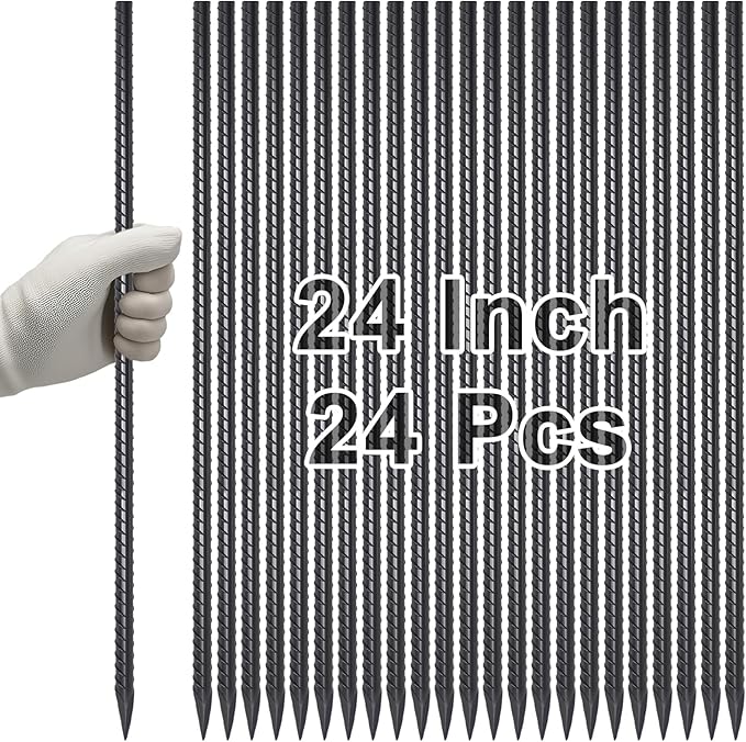 VVOKGO Rebar Stakes 24 Inch Ground Straight Concrete Form Stakes Heavy Duty by VVOKGO