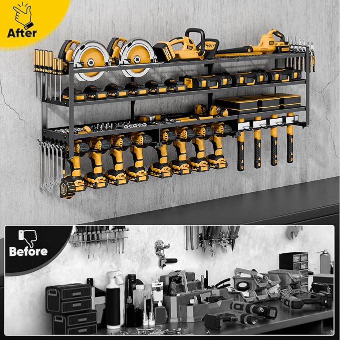 49" W Large Power Tool Organizer Wall Mount Loads 600 lbs, Heavy Duty 4-Tier 12 - Image 5