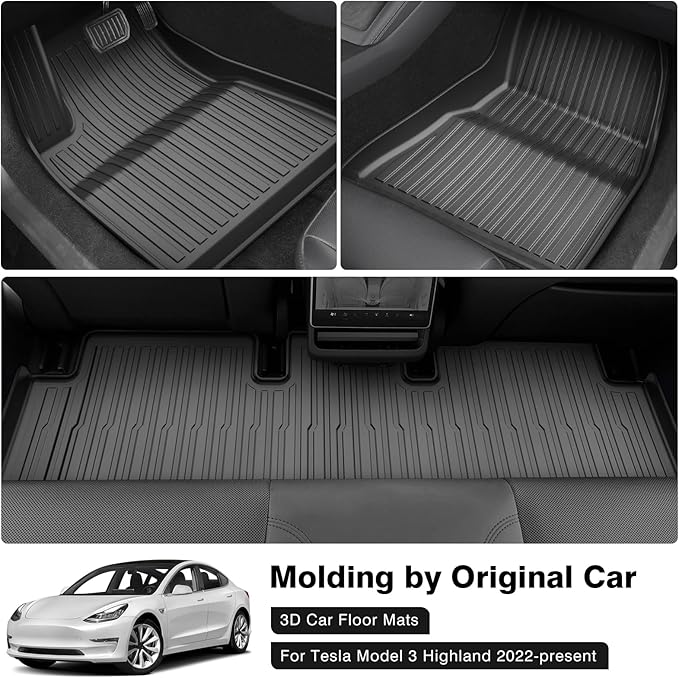 Powerty Floor Mats for 2024 2025 Tesla Model 3 Highland Accessories 1st & 2nd - Image 2