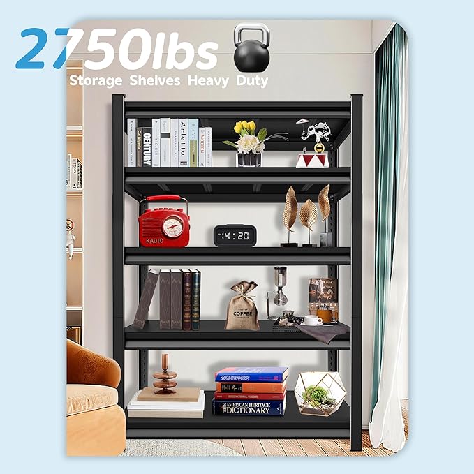 2750LBS Garage Storage Shelves Heavy Duty, 5-Tier Garage Shelving Heavy Duty - Image 4