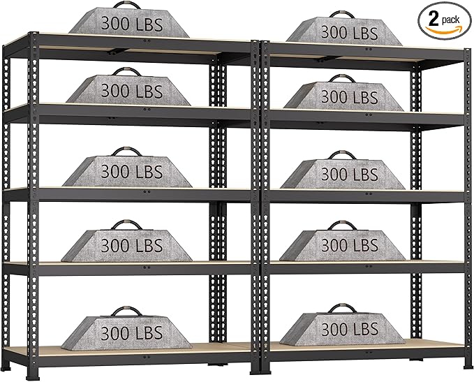 2 Packs 35.5" W x 16" D x 71" H Adjustable Garage Storage Shelves by BuxWellBang
