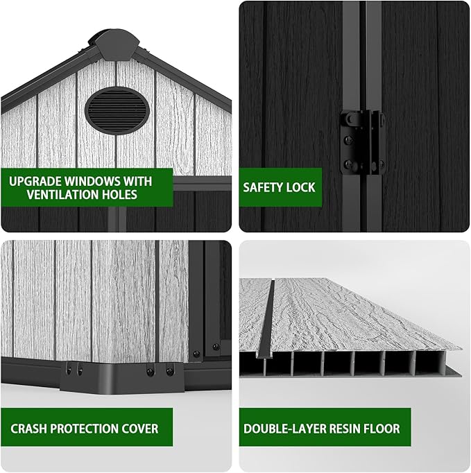6x4 FT Resin Storage Shed, Lockable Door, and Vents - Image 4