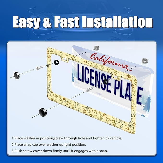 Yellow Wild Flowers License Plate Frame Colorful Flower Floral License Plate - Image 3