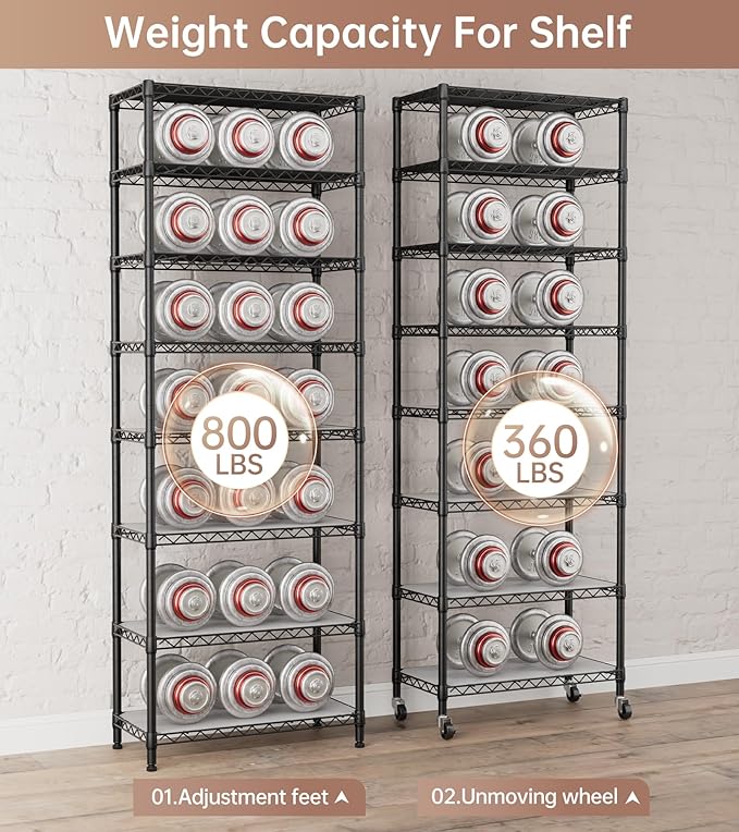 SINGAYE 8 Garage Heavy Duty Shelving Unit Kitchen Pantry Close Home Organizers - Image 7
