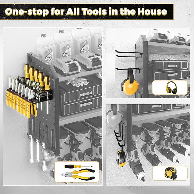 KAFAHOM Power Tool Organizer, Large 8 Drill Holder Wall Mount - Image 2