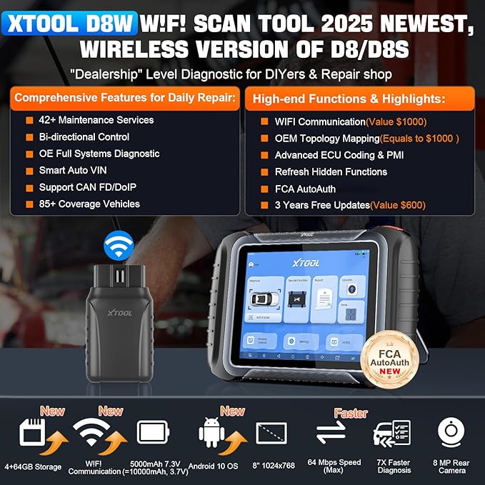 XTOOL D8W Wireless Bidirectional Scan Tool, 2025 OBD2 Scanner - Image 2