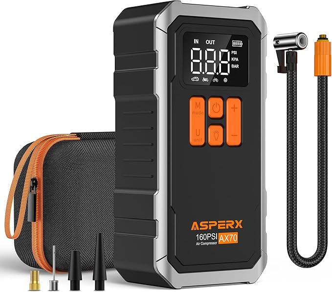 AsperX 160PSI Cordless Tire Inflator Air Compressor – Portable Rechargeable Air by AsperX